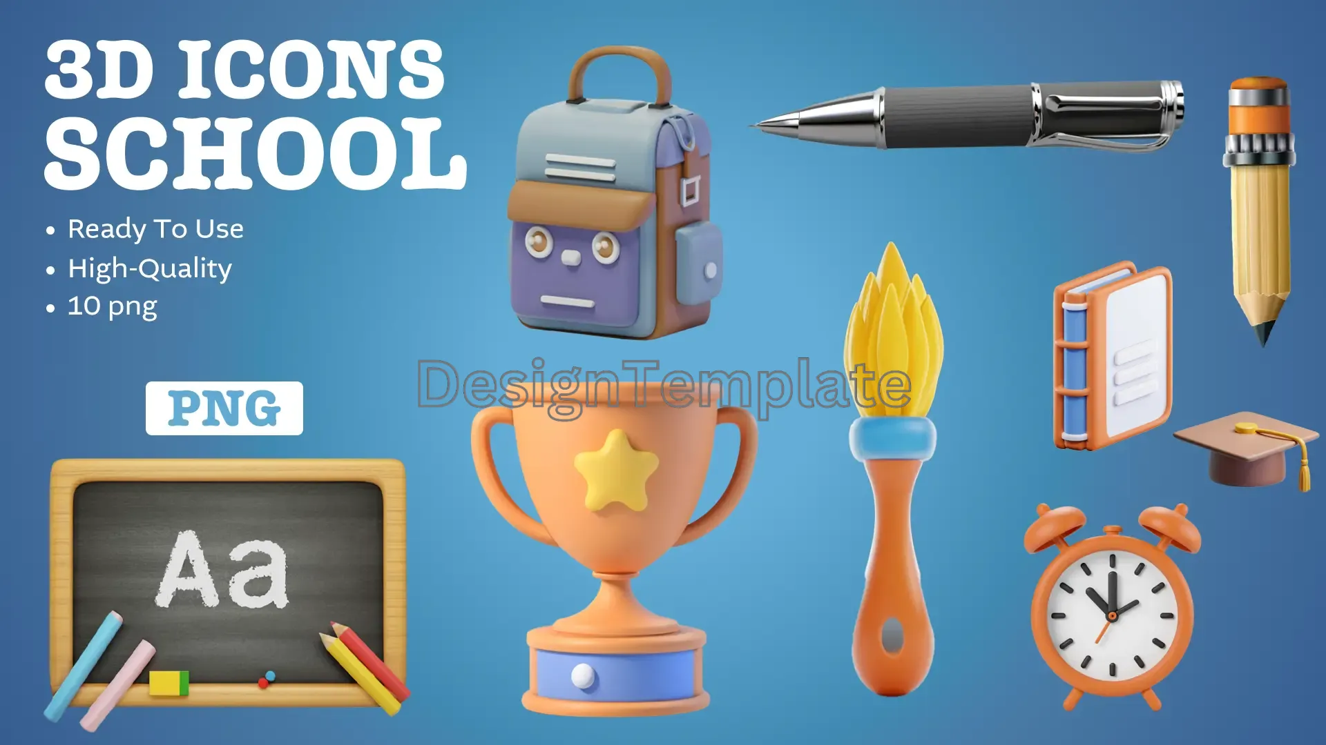 School Supplies Design 3D Elements Pack